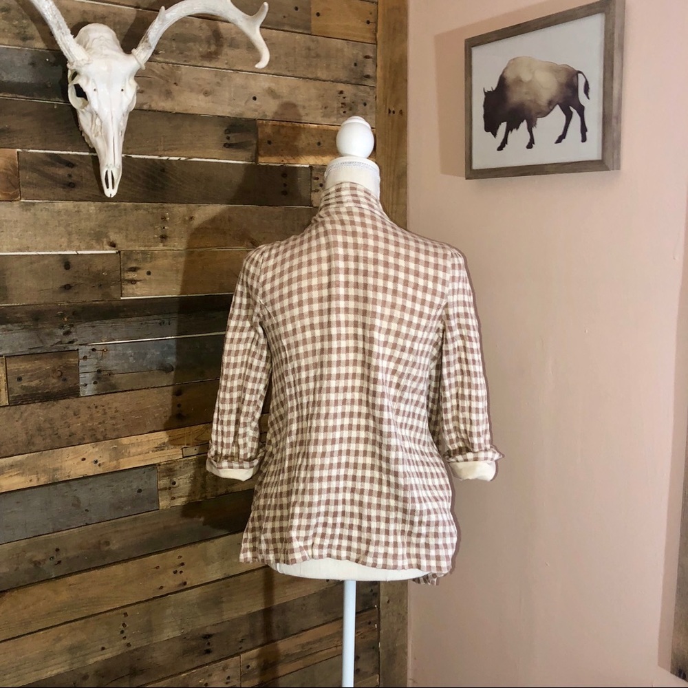 - Knitted & knotted cottage core open front checkered cardigan - Picture 3 of 6